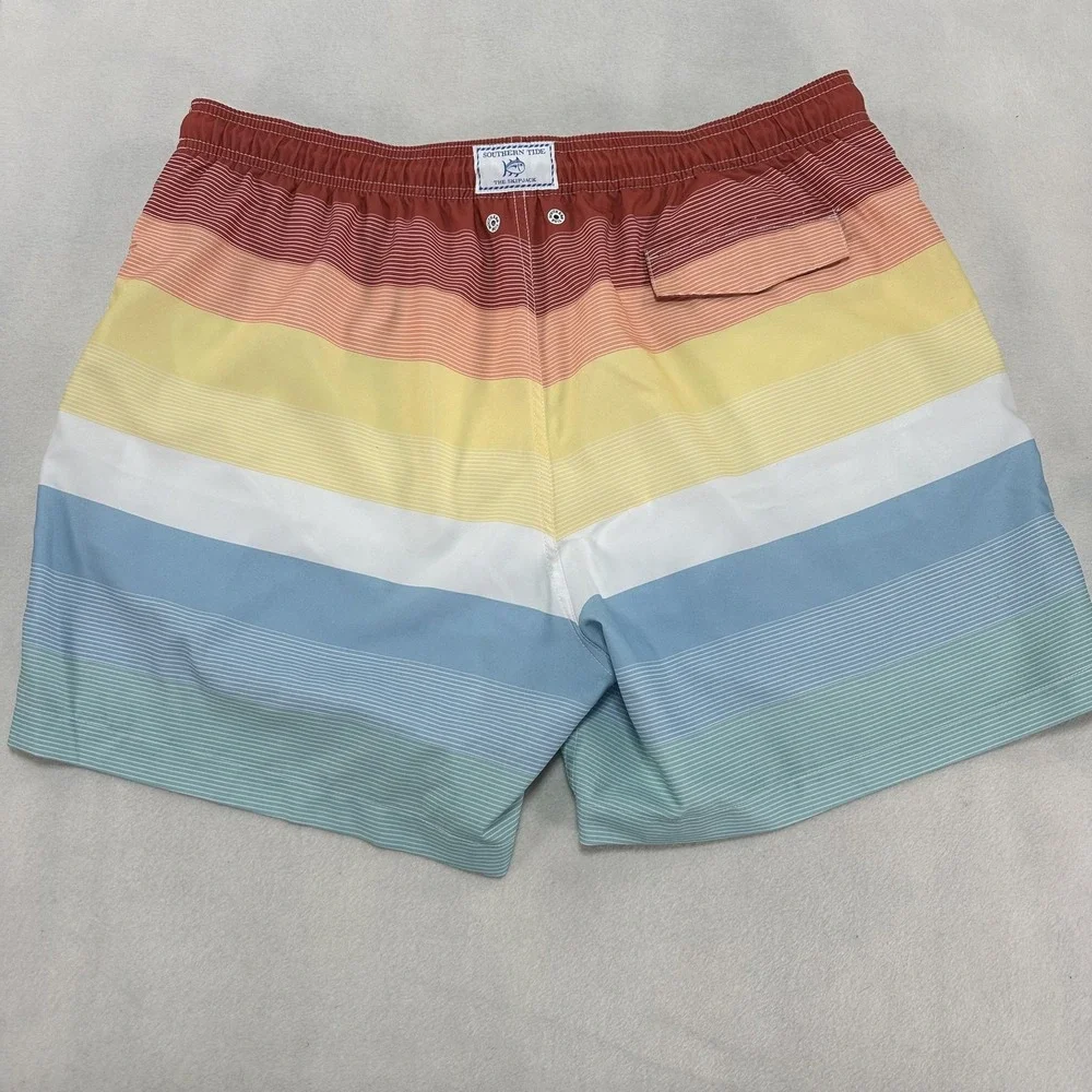 Southern‎ Tide Swim Trunks Men's 2XL Board Shorts Rainbow Stripe Beach Summer